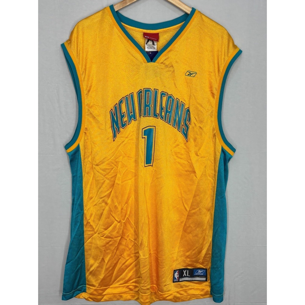 New Orleans Hornets Reebok NBA Jersey Mens Yellow Baron Davis #1‎ XL NWT Vintage